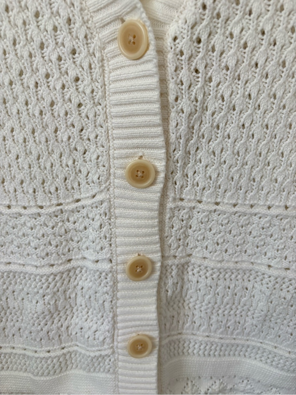 Eddie Bauer White Open Knit Button Front Cardigan Size Small 100% Cotton - Picture 6 of 14